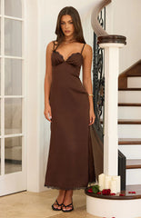 Freilla Brown Satin Midi dress