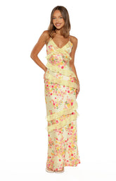 Inara Yellow Bloom Ruffle Maxi Dress