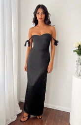 Sheridan Black Satin Maxi Dress
