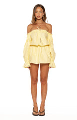 Bode Yellow Bardot Mini Dress