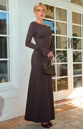 Elisha Chocolate Jersey Maxi Dress