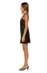 Marbelle Black Satin Mini Dress