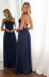 Blaise Navy Satin Prom Dress