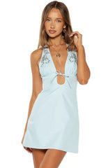 Geni Blue Halter Neck Mini Dress