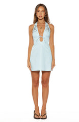 Geni Blue Halter Neck Mini Dress