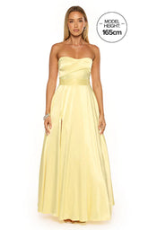 Lucy Yellow Strapless Satin Formal Maxi Dress