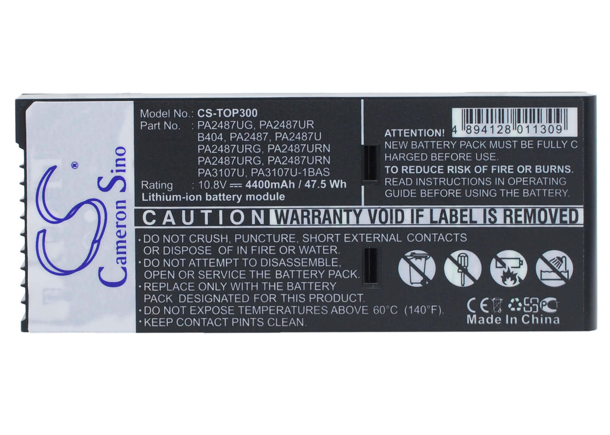 Black Battery For Toshiba Satellite 4280zdvd, Satellite 2180cdt, Satellite 2600 10.8v, 4400mah - 47.52wh Batteries for Electronics Cameron Sino Technology Limited (Suspended)