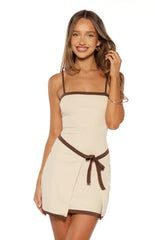 Tora Cream Wrap Tie Mini Dress