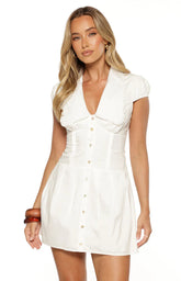 Ballerini White Collared Mini Dress