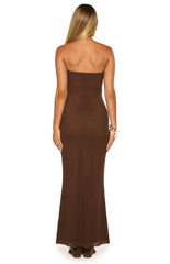 Junipa Chocolate Brown Strapless Cutout Maxi Dress