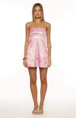 Chantell Pink and Green Floral Mini Dress