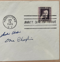 Charlie Chaplin + Uma Chaplin Autographed First Day Cover Framed Signed JSA LOA