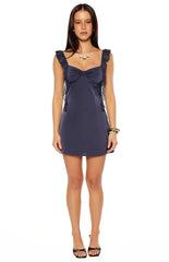 Joyce Navy Satin Mini Dress