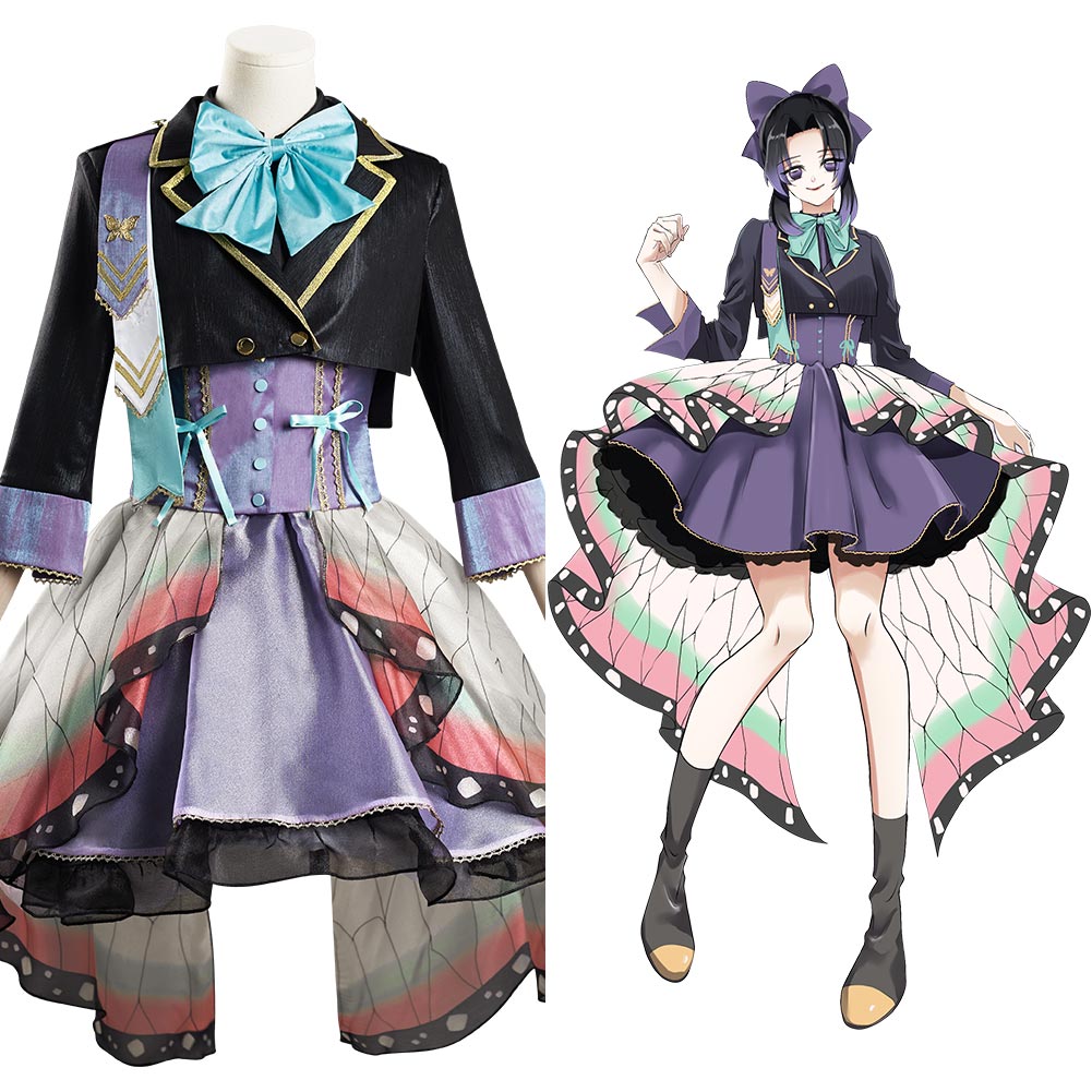 Demon Slayer Kochou Shinobu Halloween Carnival Suit Cosplay Costume Lolita Dress Kimono Outfits Re-creation Design