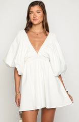 Torie White Short Sleeve Mini Dress