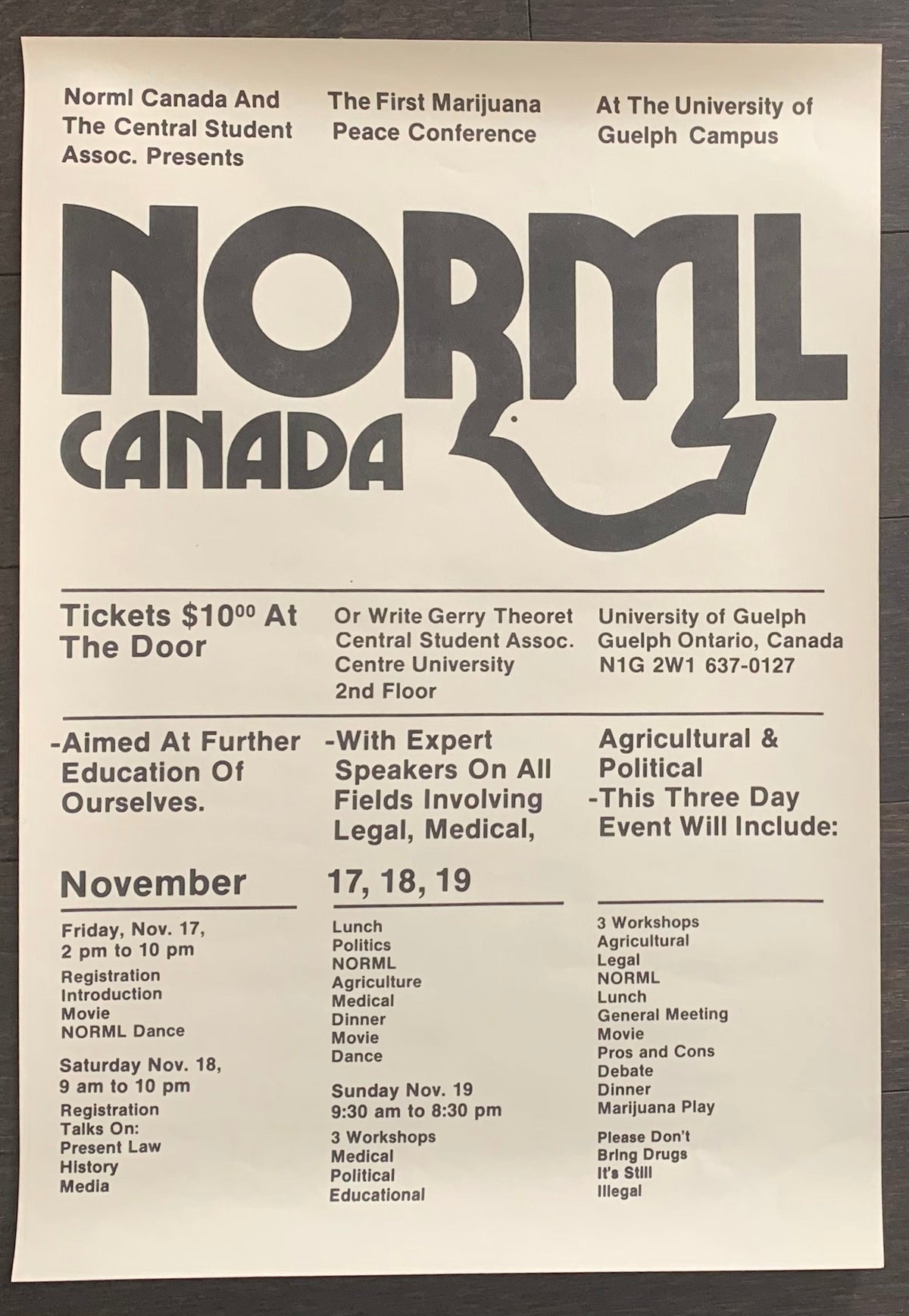 Mint Condition! 1970's Marijuana Legalization Poster Issued By NORML For Their Upcoming Conference