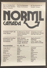 Mint Condition! 1970's Marijuana Legalization Poster Issued By NORML For Their Upcoming Conference