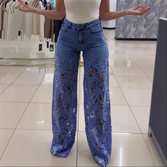 💃Summer Fashion Forward🌸Fashion Lace Patchwork Denim Jeans